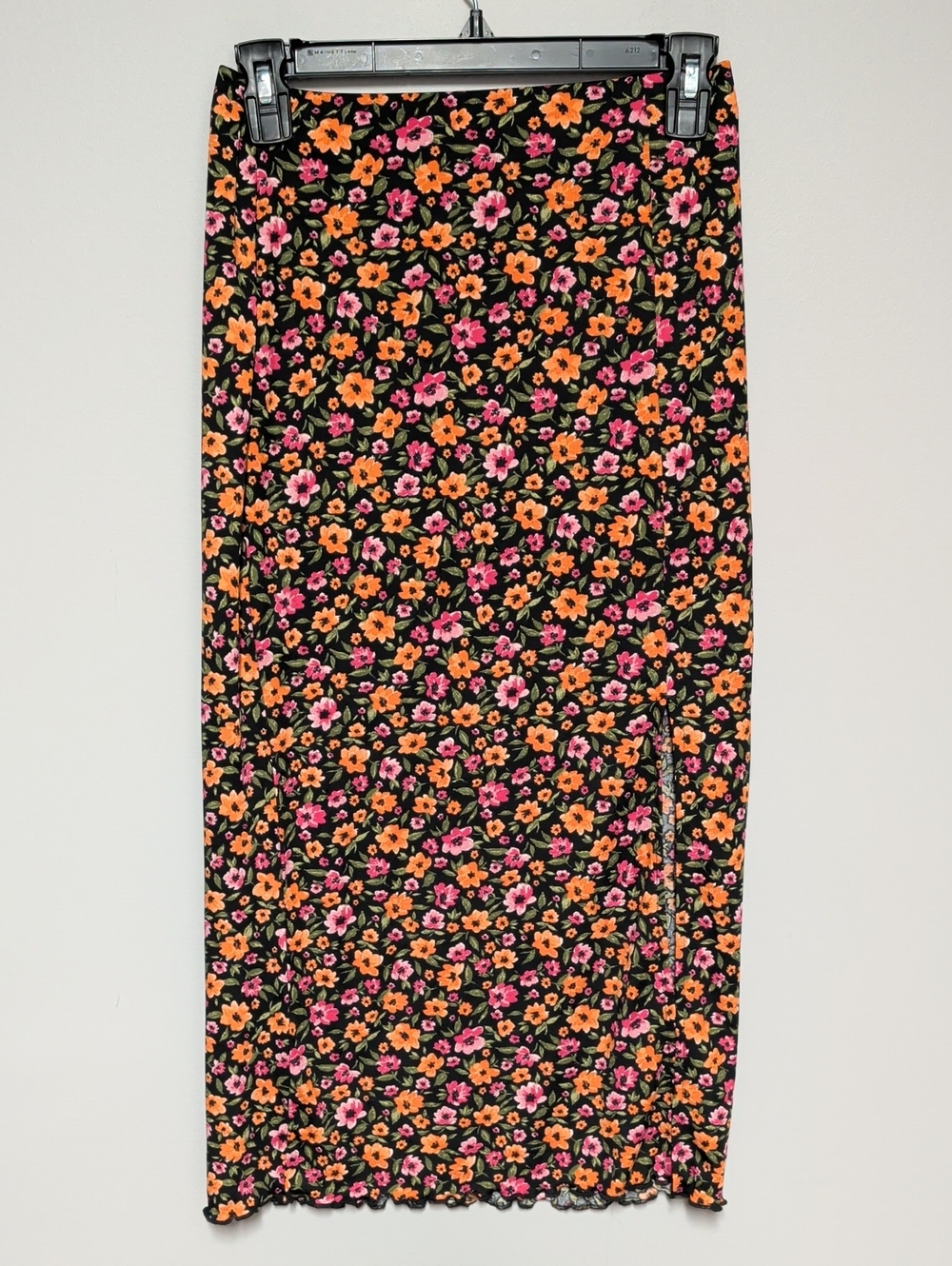 H&M Black Floral-Trim Dress (Black, Pink, Orange, Green)